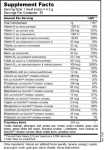 Daily Essential Nutrients powder ingredients